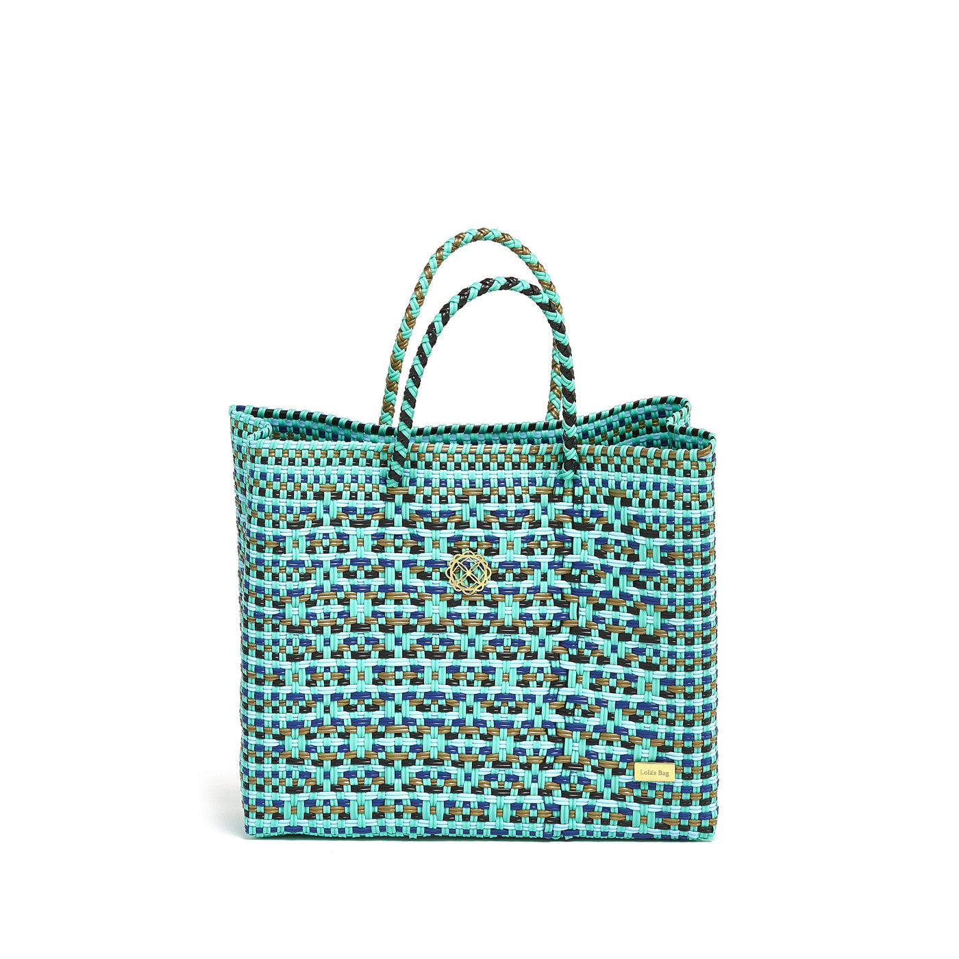 SMALL TURQUOISE PATTERNED TOTE BAG